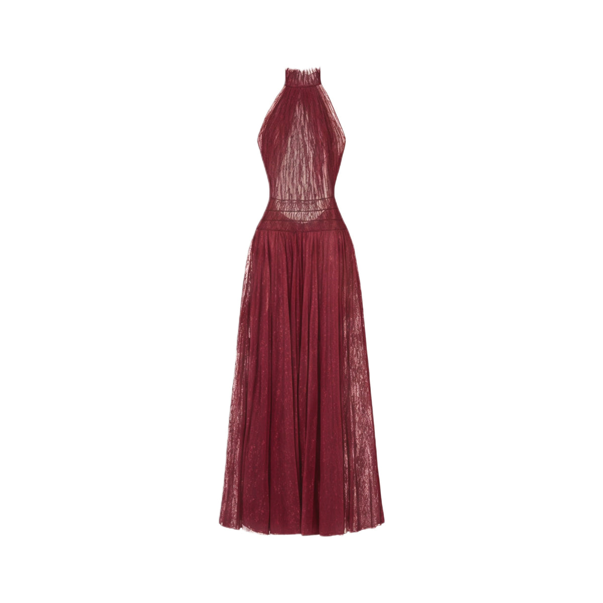 Amandine Red Halterneck Semi-sheer Maxi Dress (Final Sale-US Only)