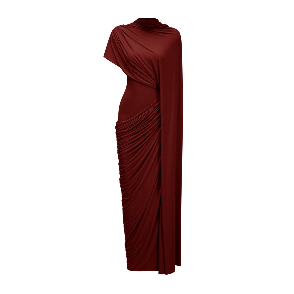 Fenella Red Asymmetrical Draped Cape & Dress Matching Set (Final Sale-US Only)