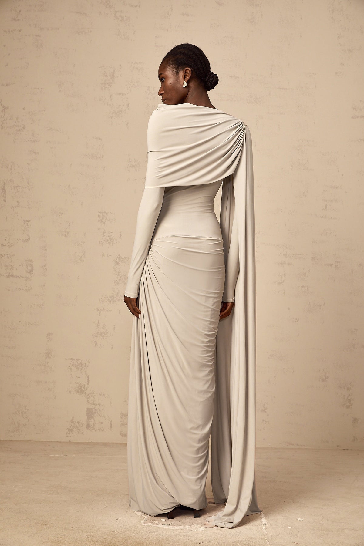Gaëlle Neutrals Ribbon-design Draped Maxi Dress (Final Sale)