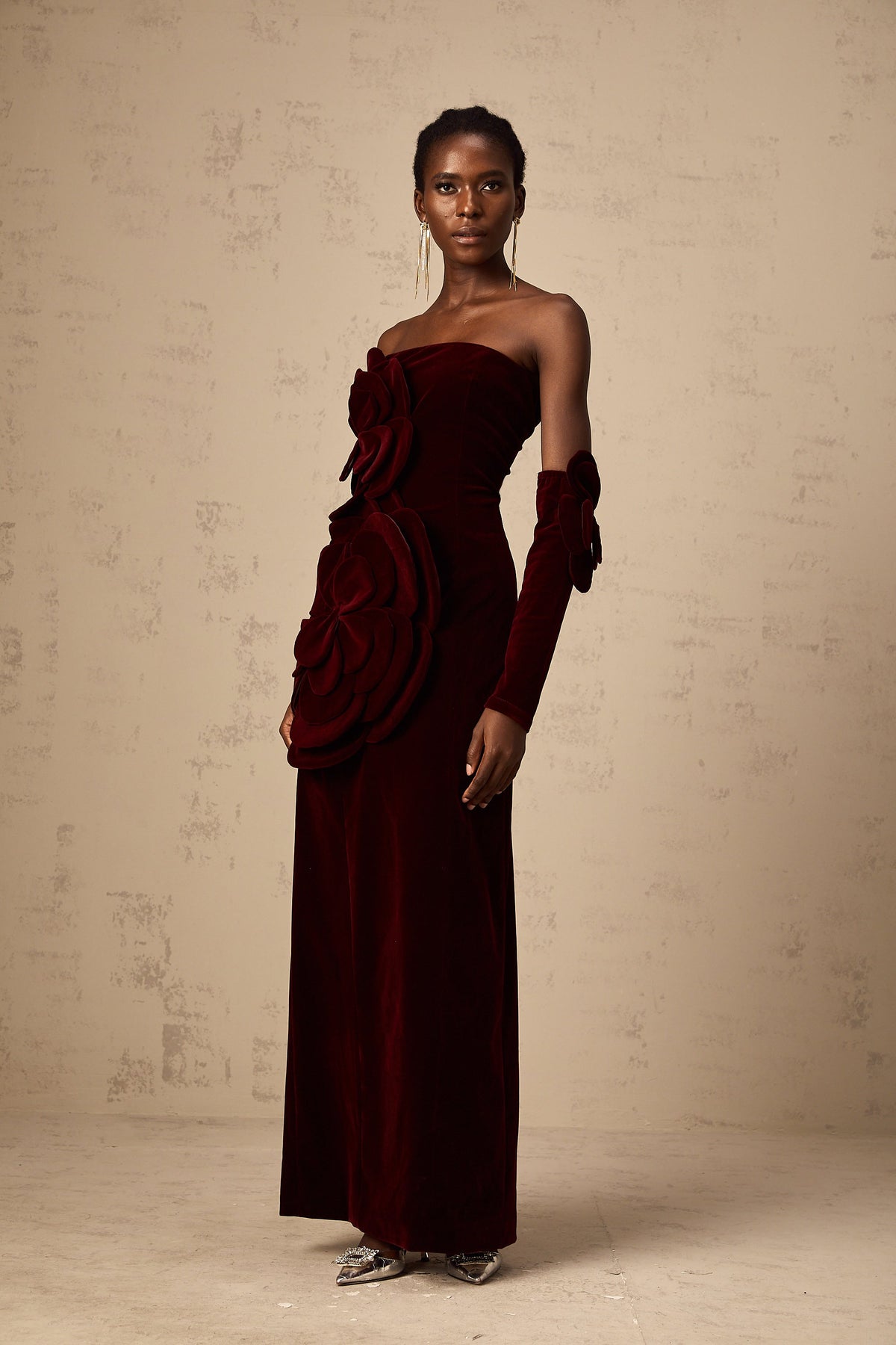 Azura Red Floral Appliqué Maxi Dress (Final Sale-US Only)