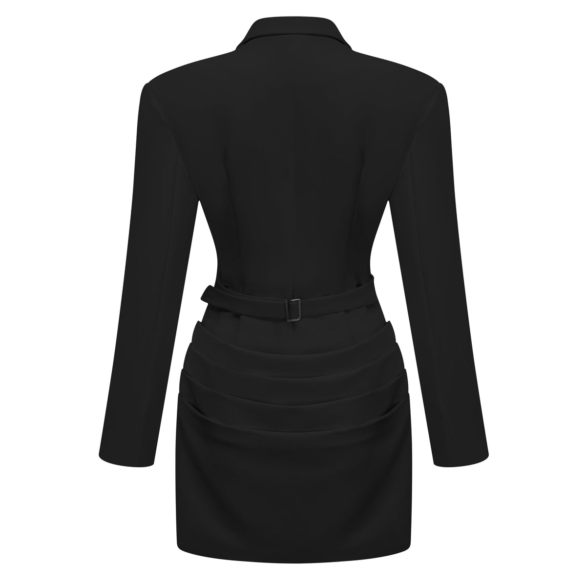 Rosette Black Ruched Blazer Mini Dress (Final Sale-US Only)