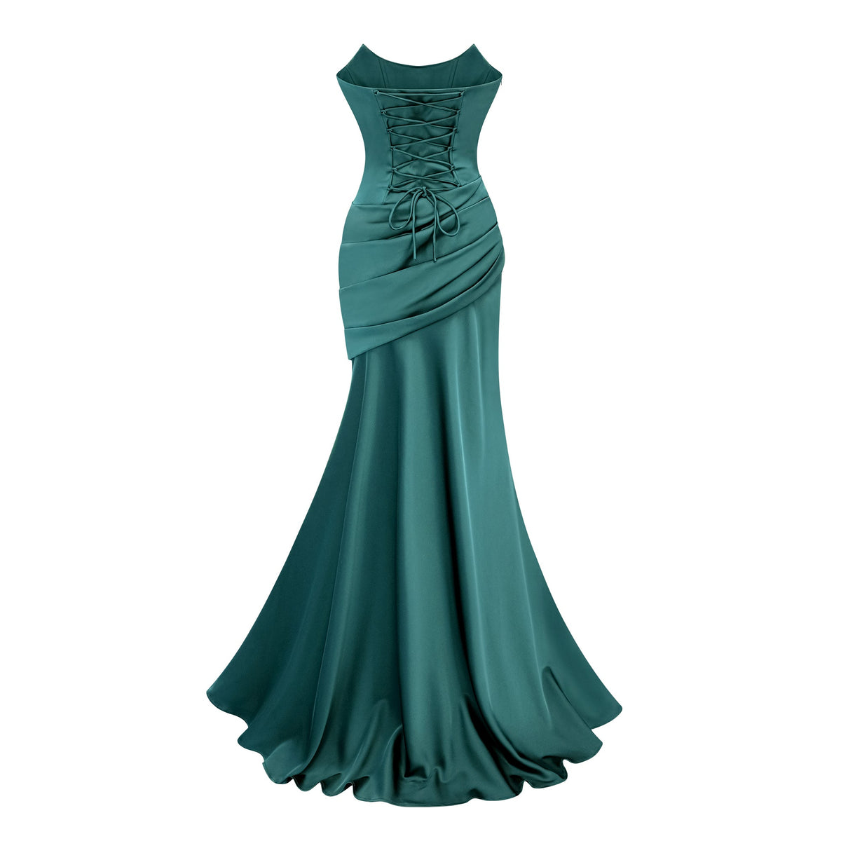 Marilou Green Ruched Satin Maxi Dress (Final Sale-US Only)