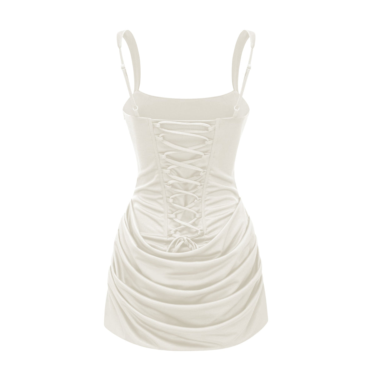 Paulette White Ruched Bodycon Mini Dress (Final Sale-US Only)