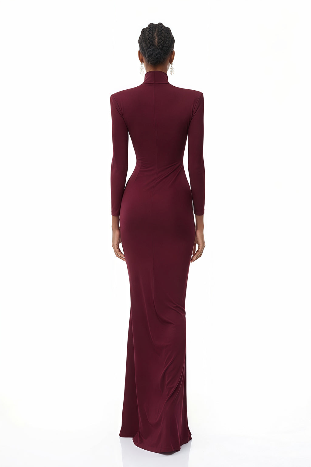 Neve Red High Neck Twist Knot Maxi Dress