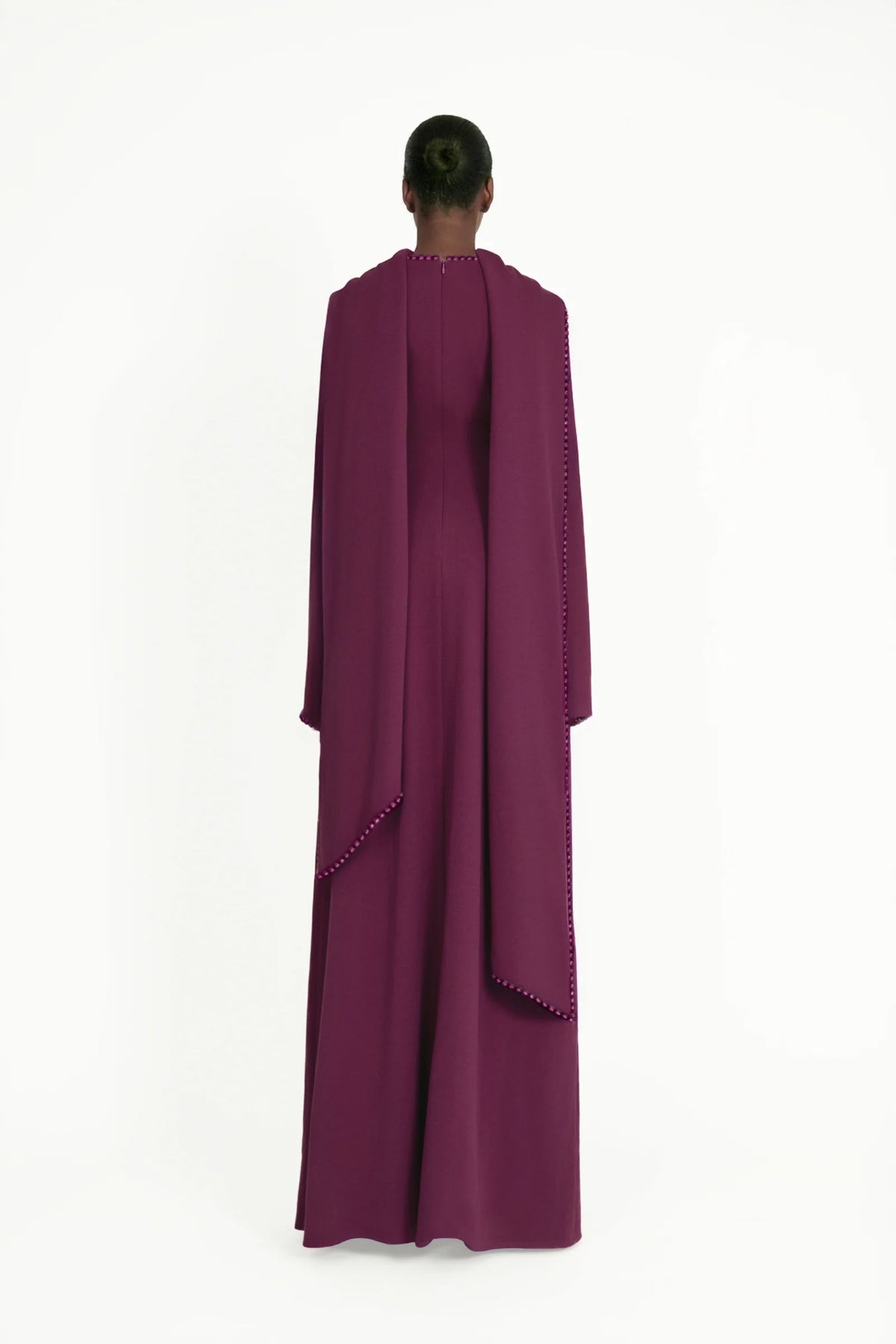 Piroska Purple Pearl Trim Shawl Detail Maxi Dress (Final Sale)