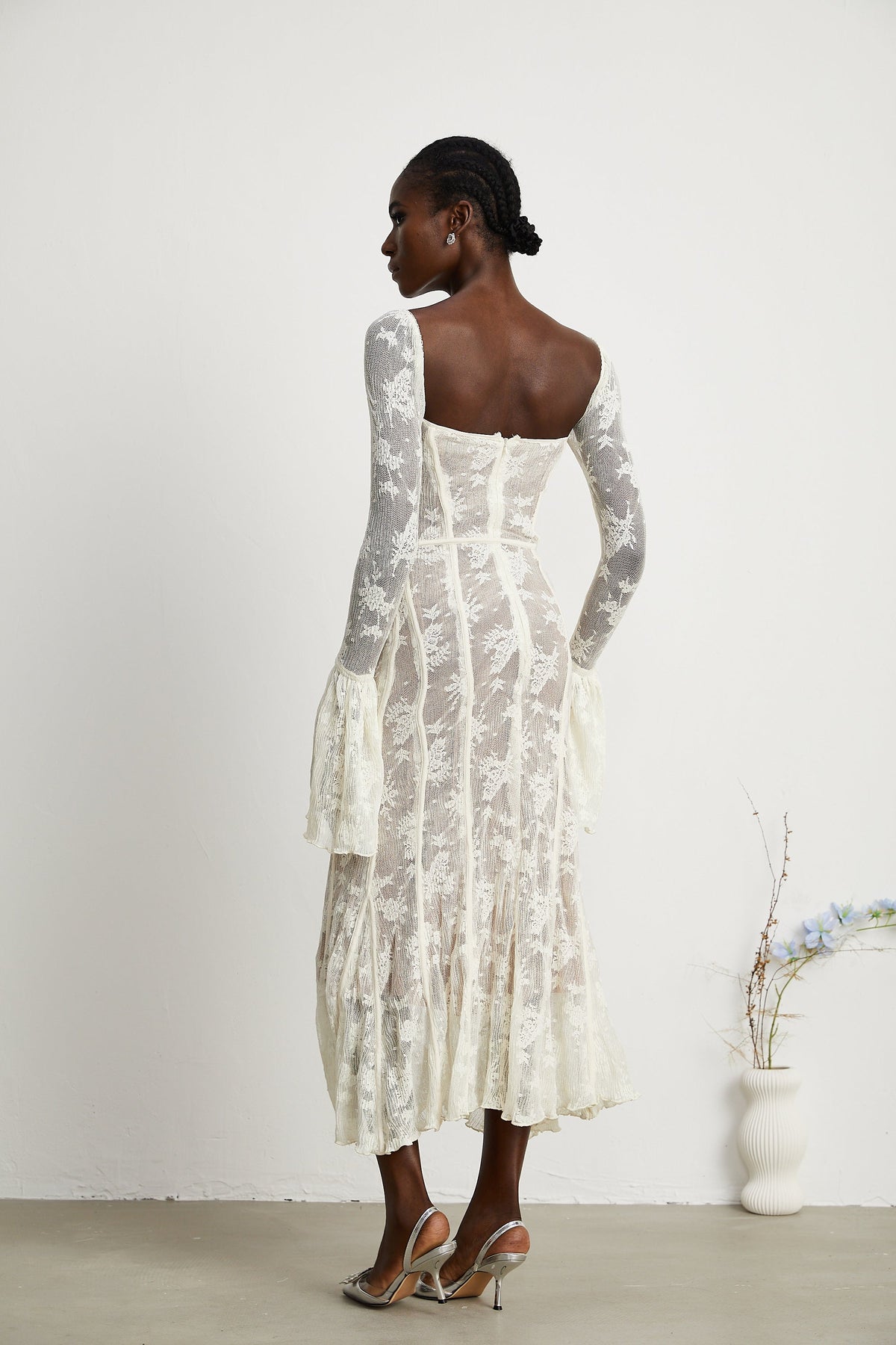 Marlene White Flared Lace Maxi Dress (Final Sale-US Only)