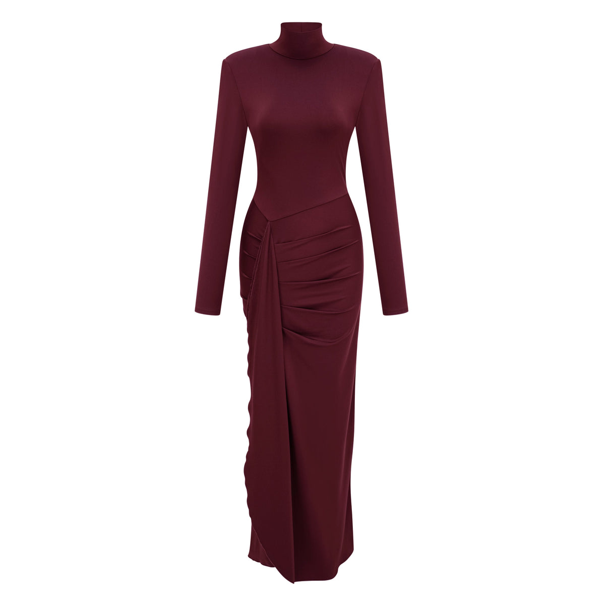 Neve Red High Neck Twist Knot Maxi Dress