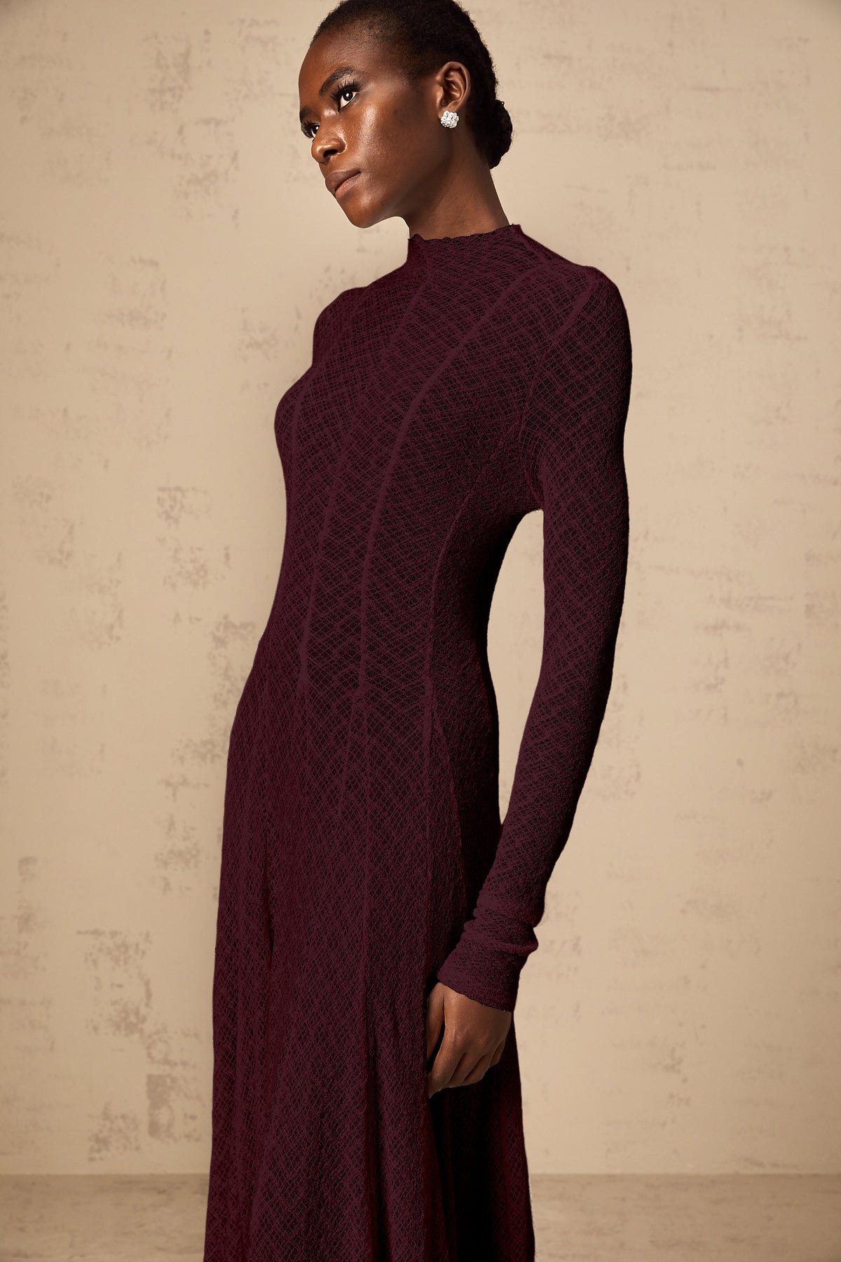 Athena wavy-pattern lace maxi dress in Red (Final Sale-US Only)