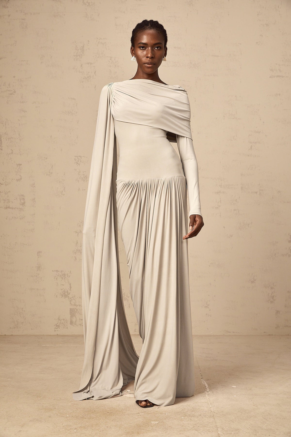 Gaëlle neutrals ribbon-design draped maxi dress (Final Sale-US Only)