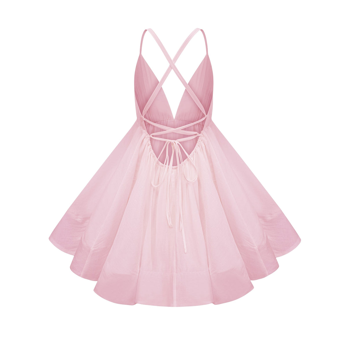 Quincie Pink Shirred Flounced Mini Dress (Final Sale)