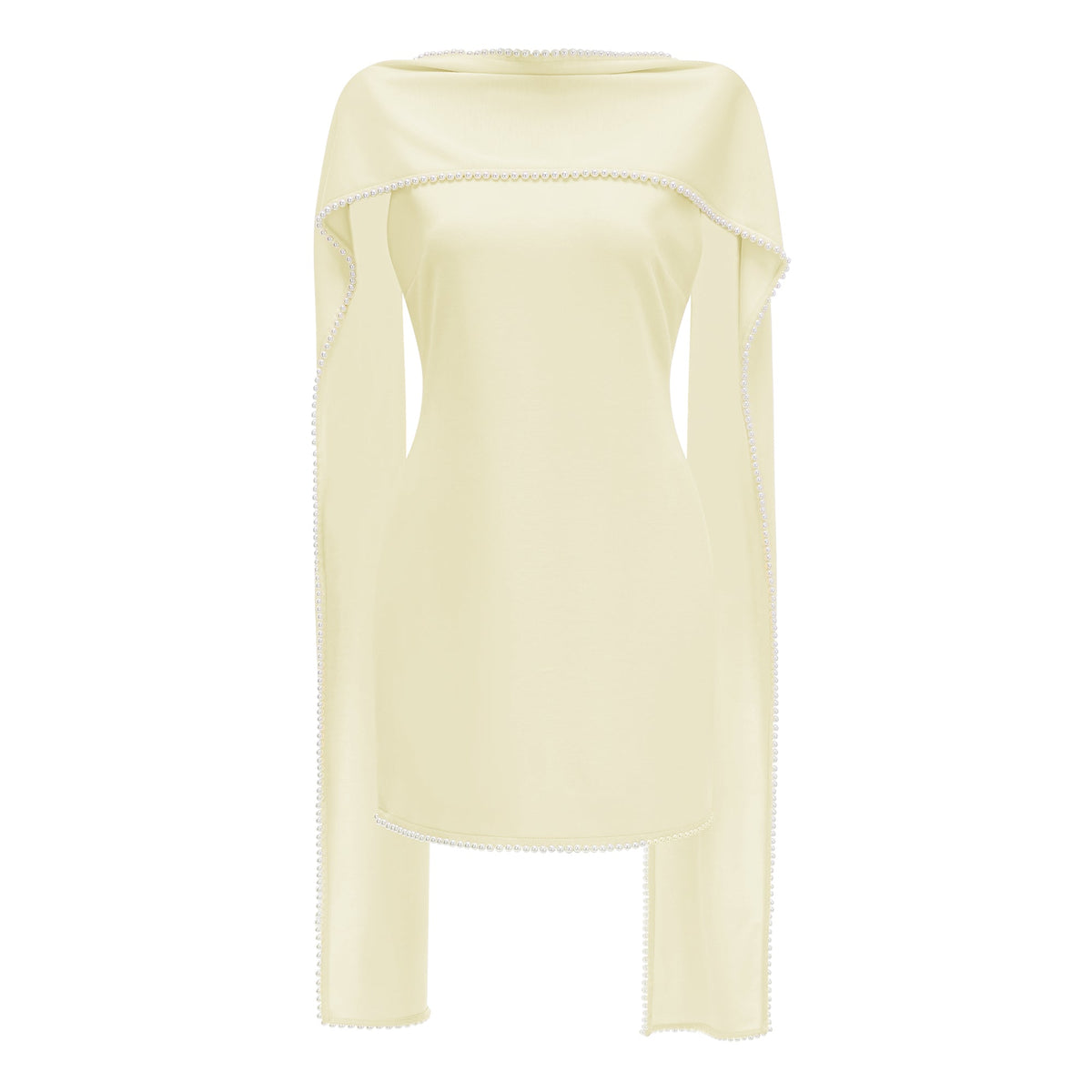 Piroska Yellow Sleeveless Pearl Trim Mini Dress (Final Sale-US Only)