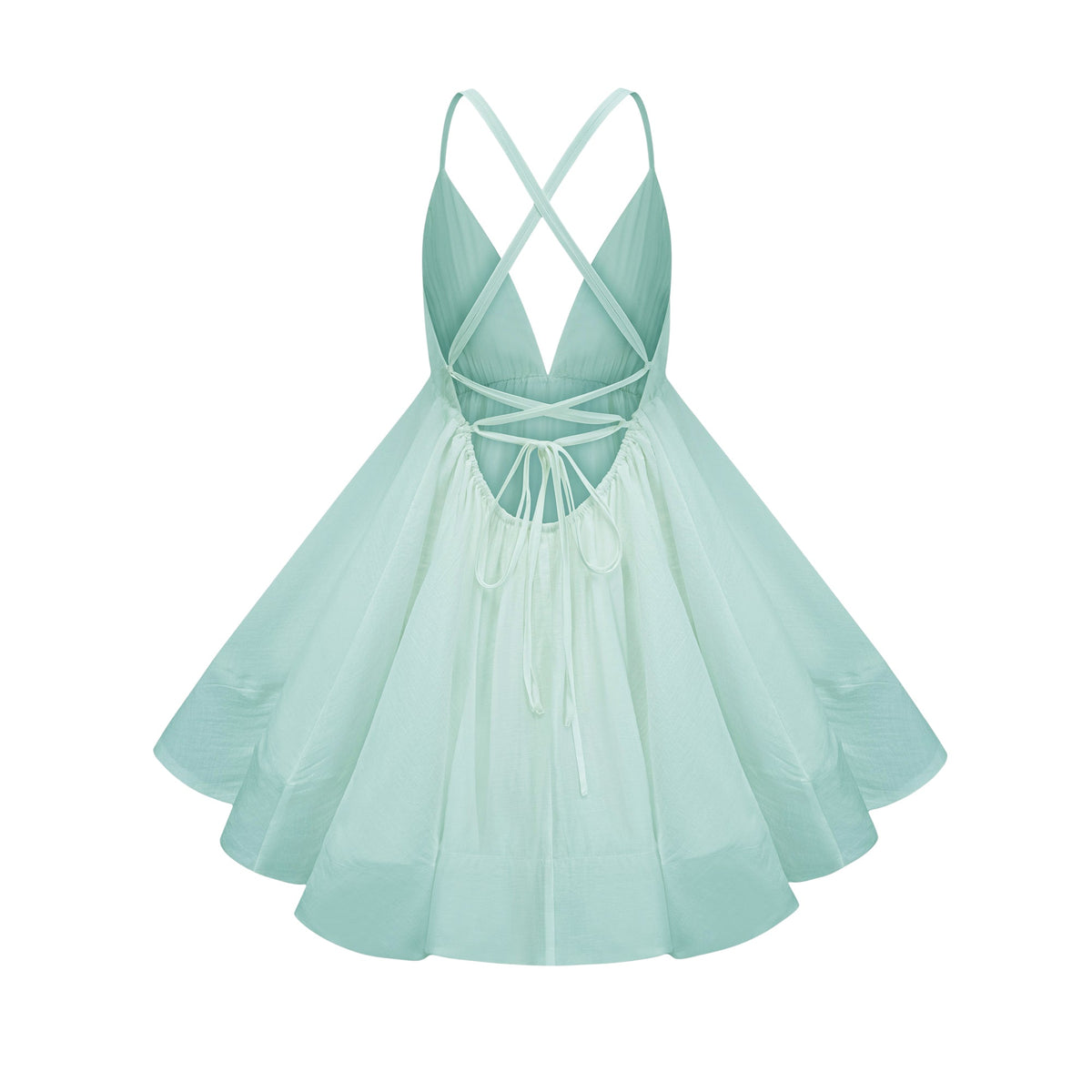 Quincie Green Shirred Flounced Mini Dress (Final Sale-US Only)