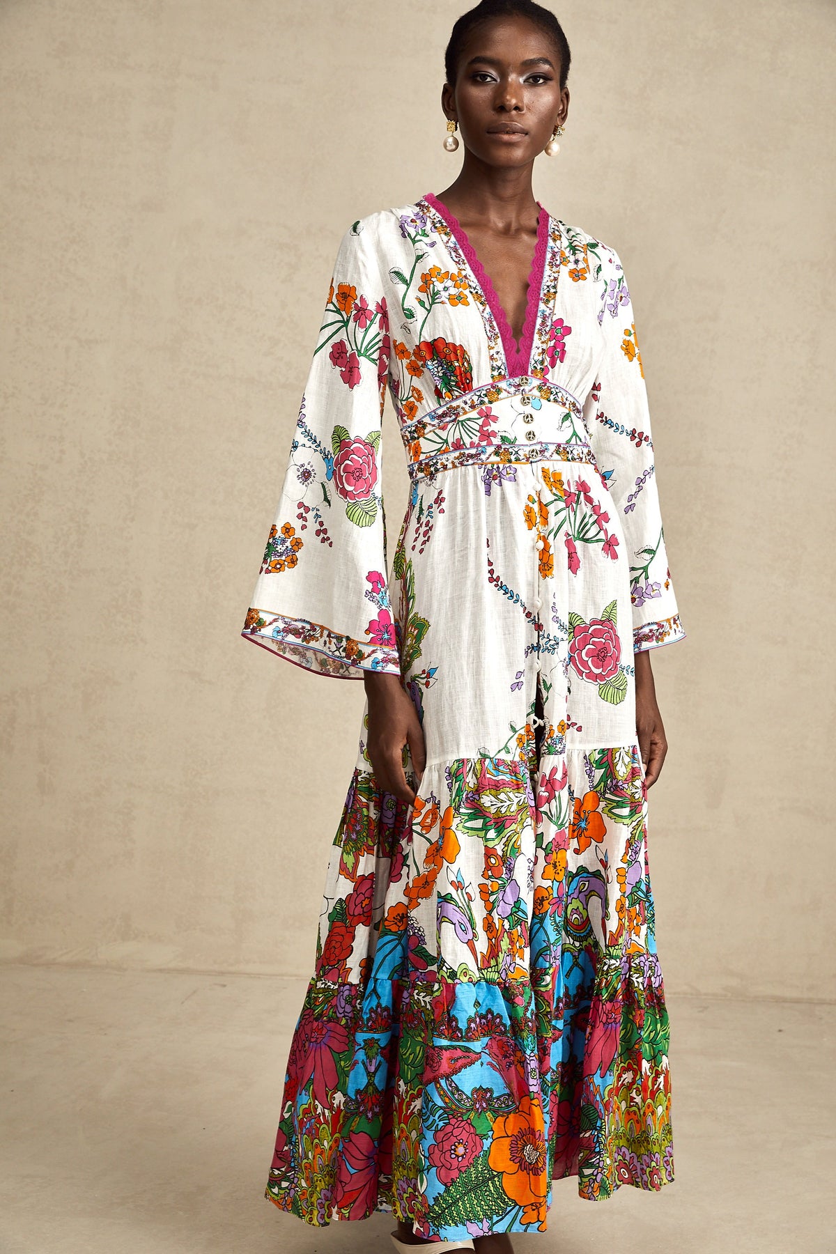 Hélène floral-print V-neck midi dress