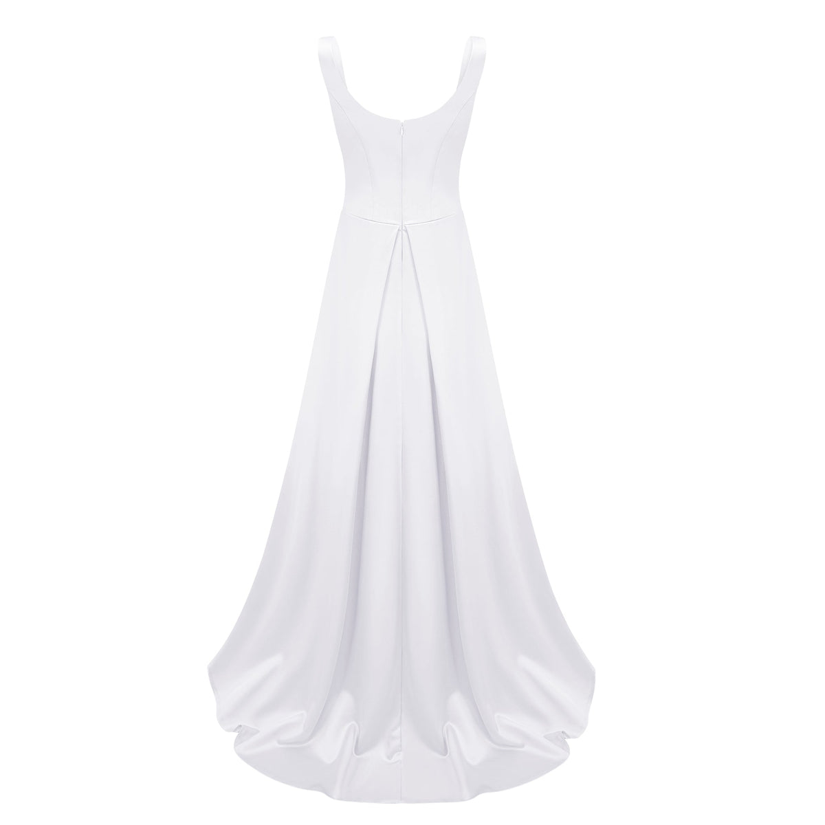 Fiona White Satin Square Neck Maxi Dress