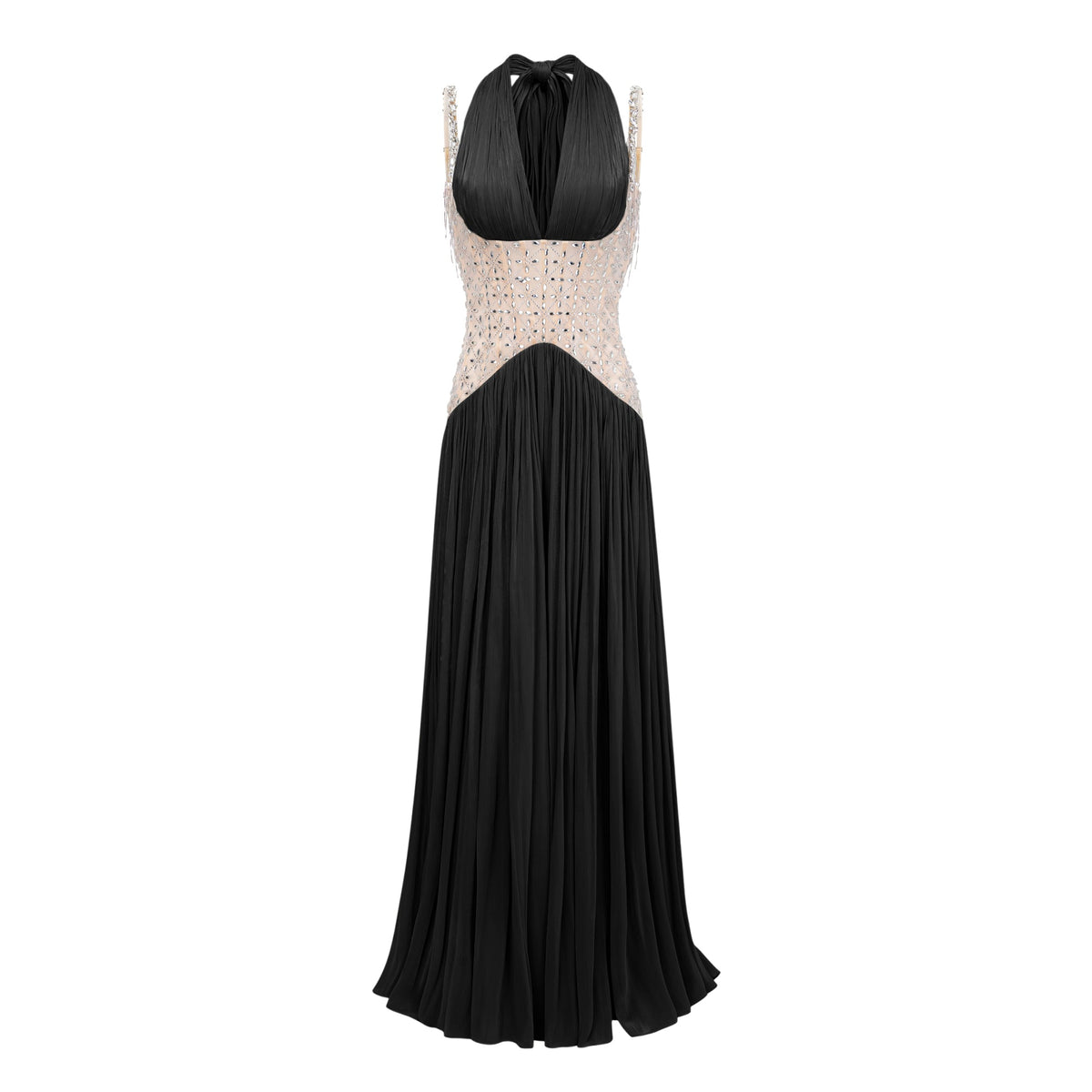 Gwenaëlle Black Rhinestone Panel Maxi Dress