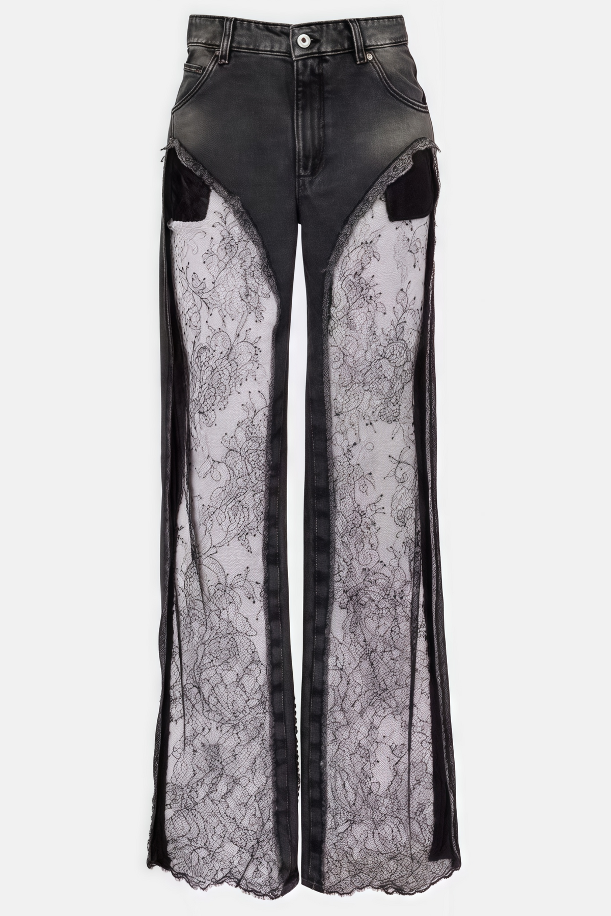 Madeline Black Floral Lace Panel Jeans