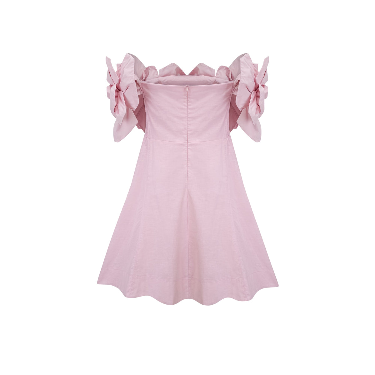 Juliette pink off-shoulder 3D-petal mini dress (Final Sale-US Only)