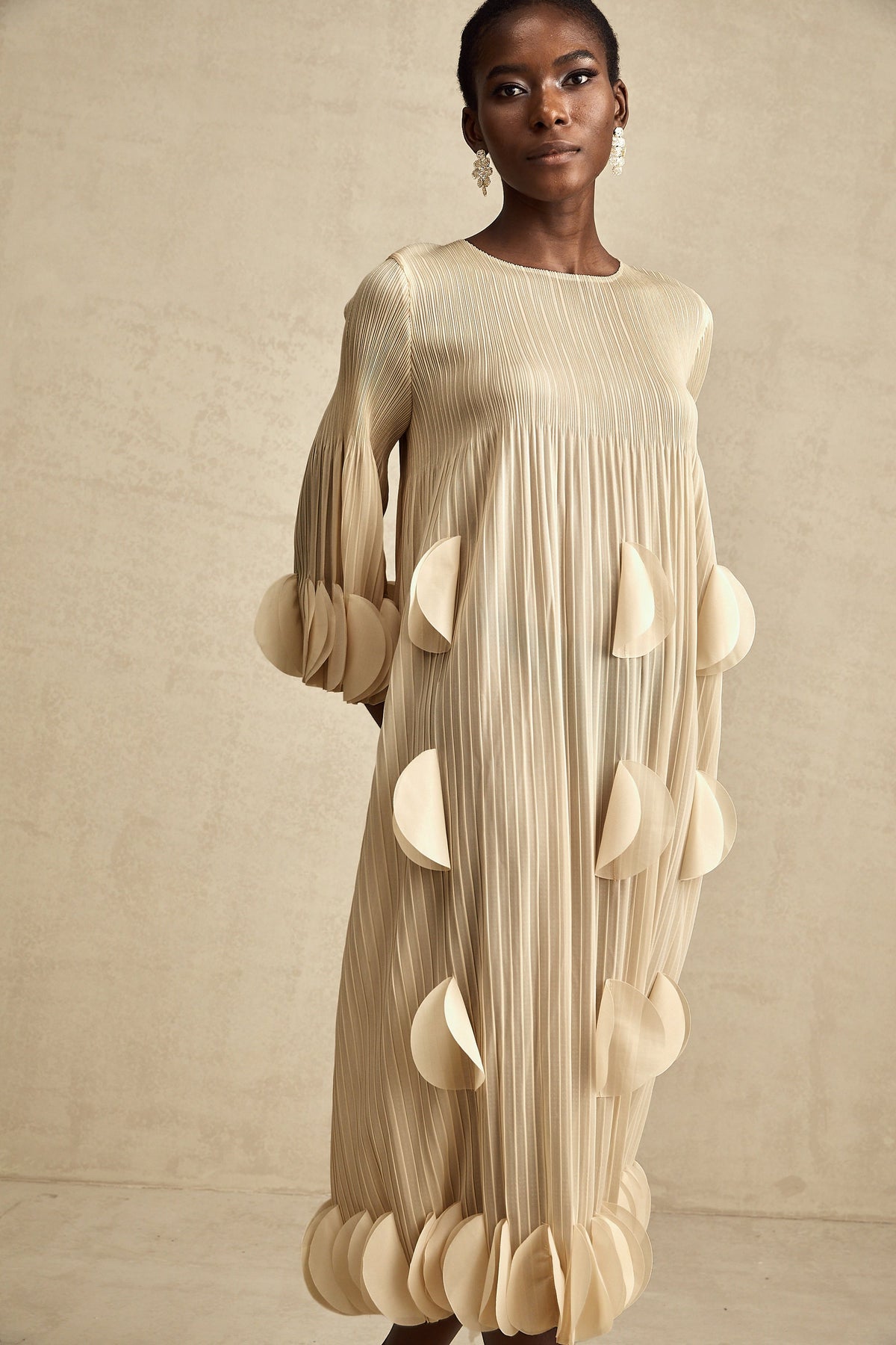 Alizée 3d-petal pleated midi dress (Final Sale)