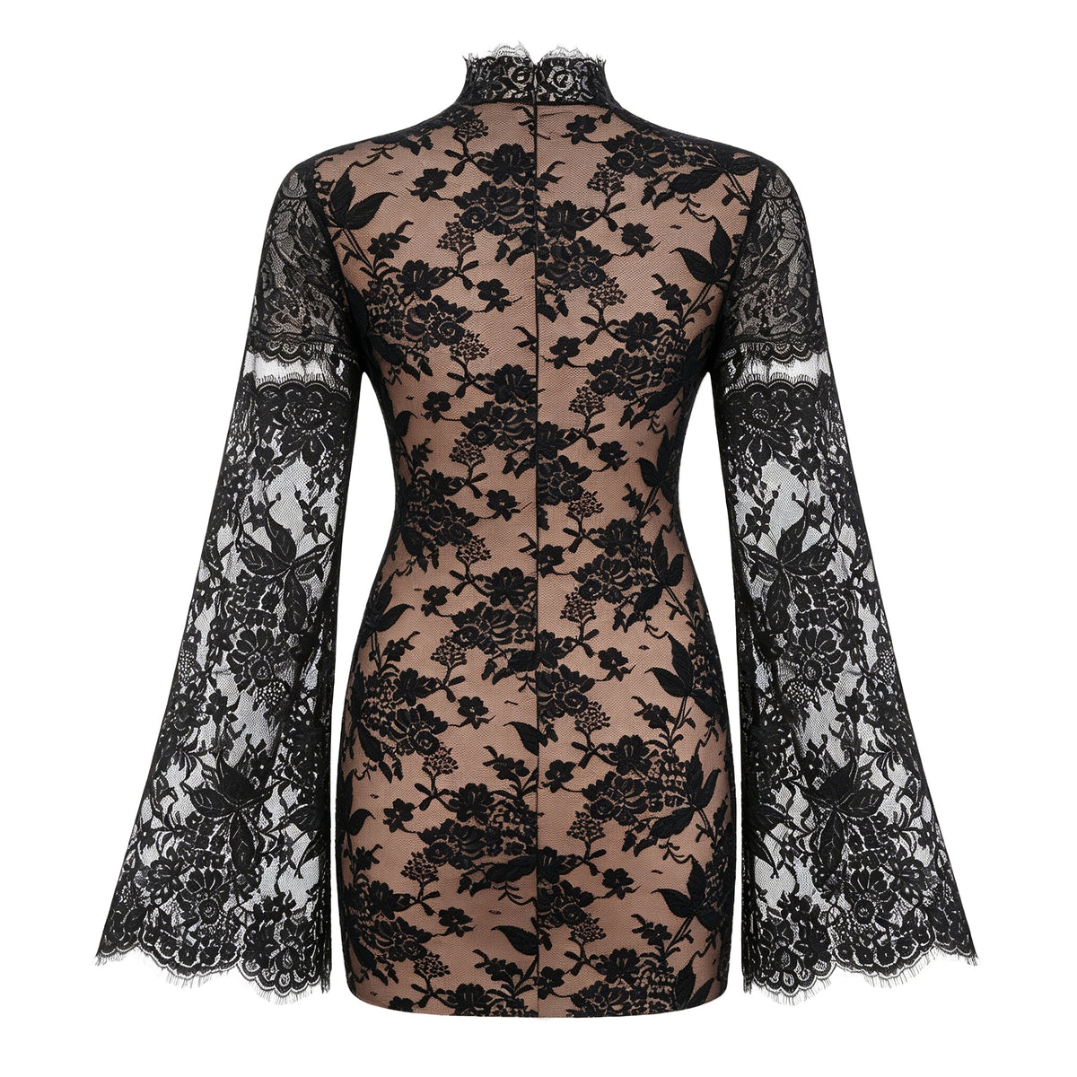 Bulelwa Black Semi-Sheer Floral Lace Mini Dress (Final Sale-US Only)