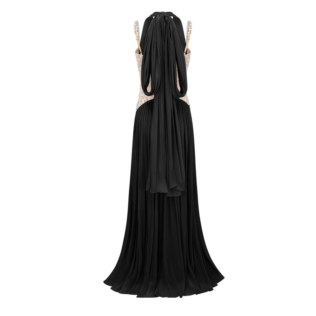 Gwenaëlle Black Rhinestone Panel Maxi Dress (Final Sale-US Only)