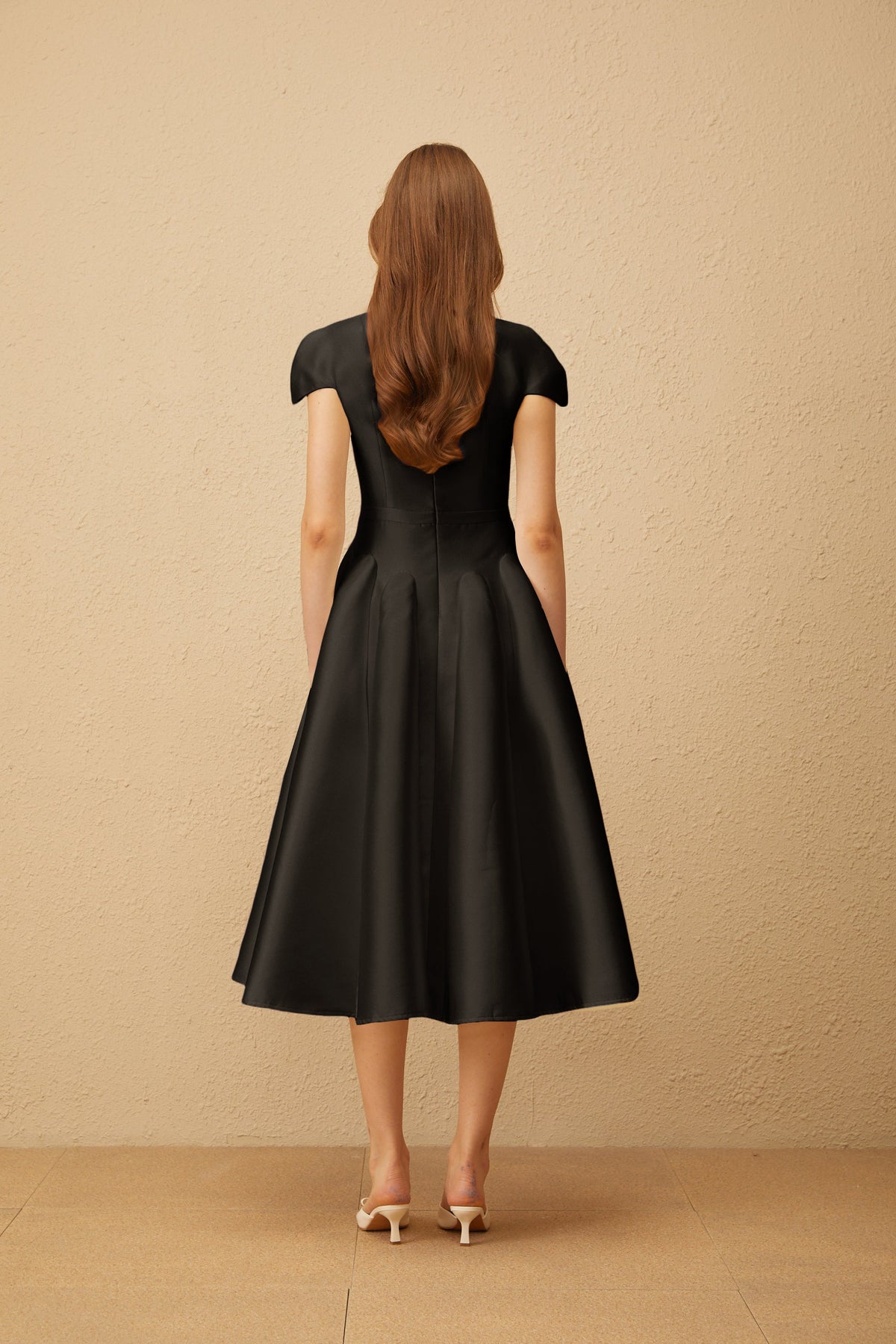 Aventin Black Godet Design Midi Dress (Final Sale-US Only)