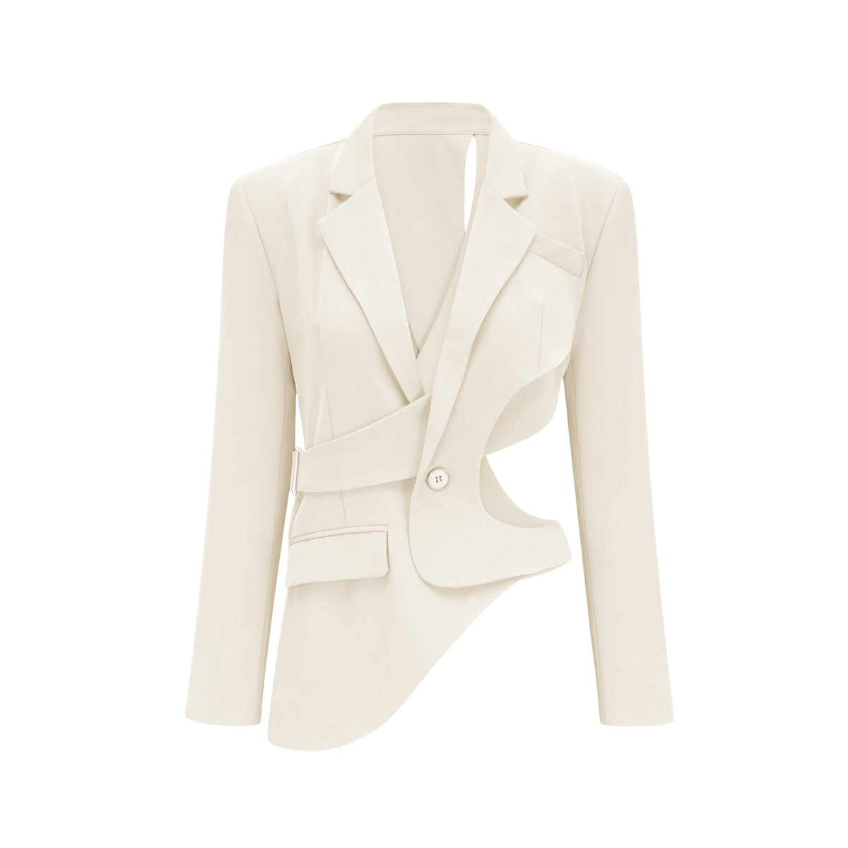 Amelie Neutral Asymmetrical Cut-Out Jacket