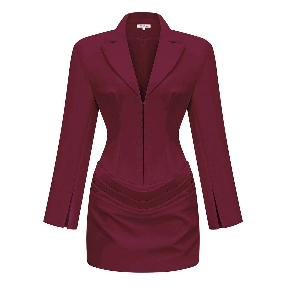 Rosette Burgundy Ruched Blazer Mini Dress (Final Sale)