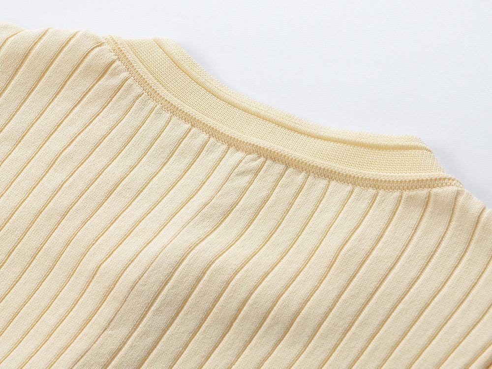 SANDRO Fine-knit midi dress with openwork design yellow/beige