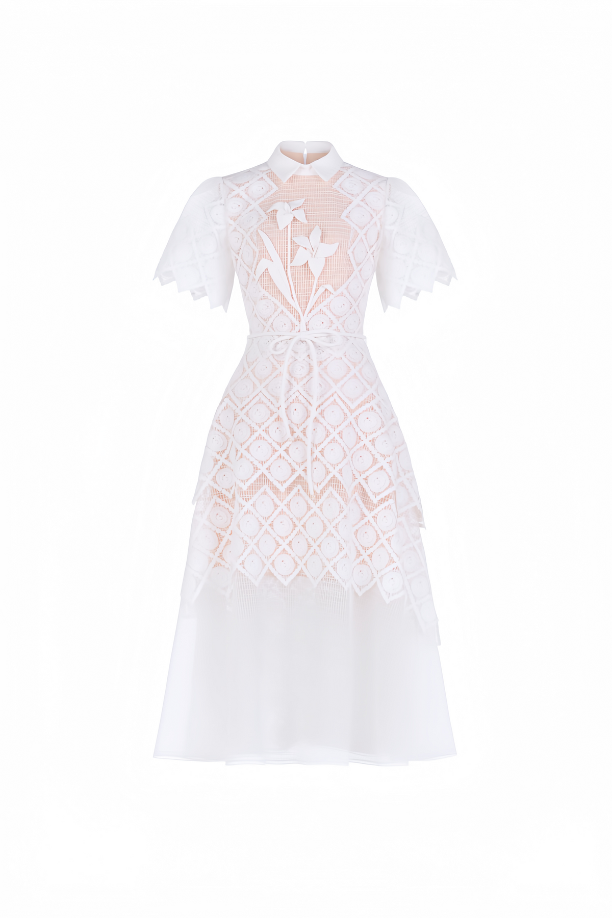 Yasmine White Floral-embroidered Midi Dress (Final Sale-US Only)
