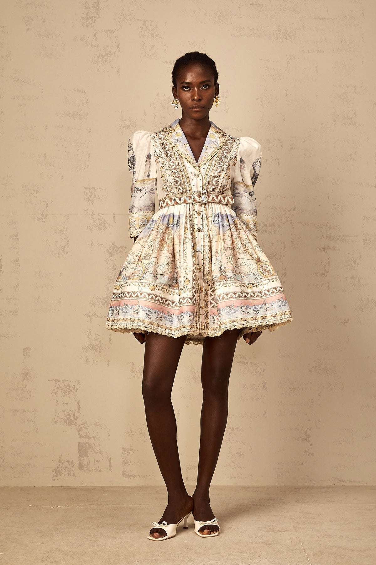 Joséphine Classic Belted V-Neck Mini Dress
