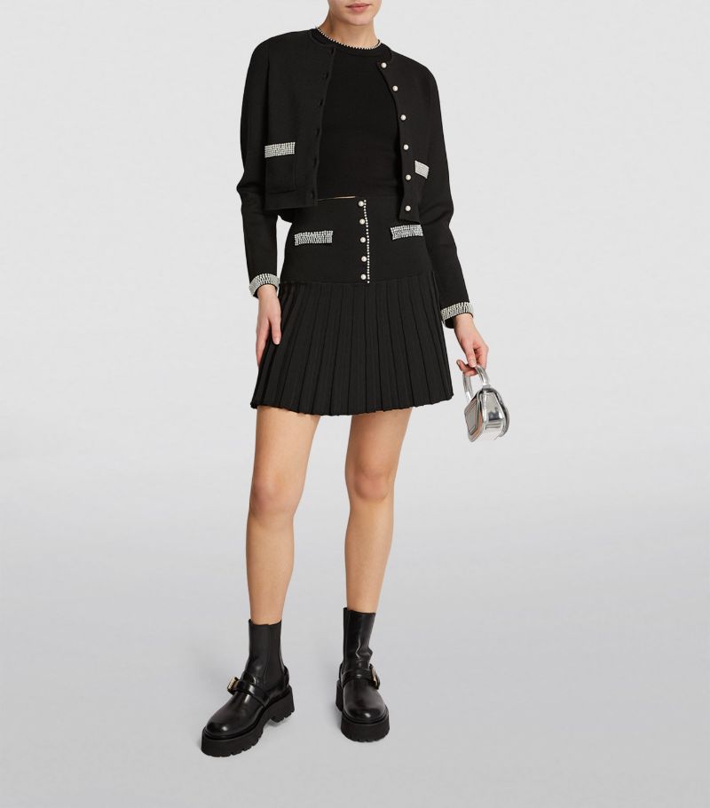 MADDY PARIS Bead-Trim Cardigan- Black