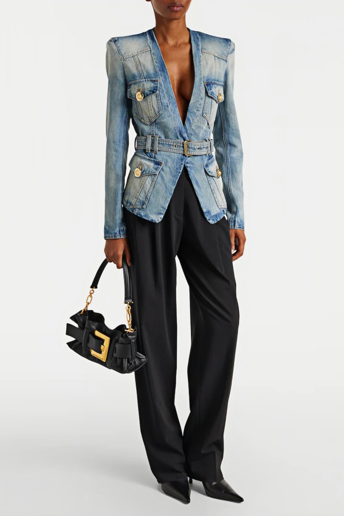 Edda Light Blue Belted Denim Jacket