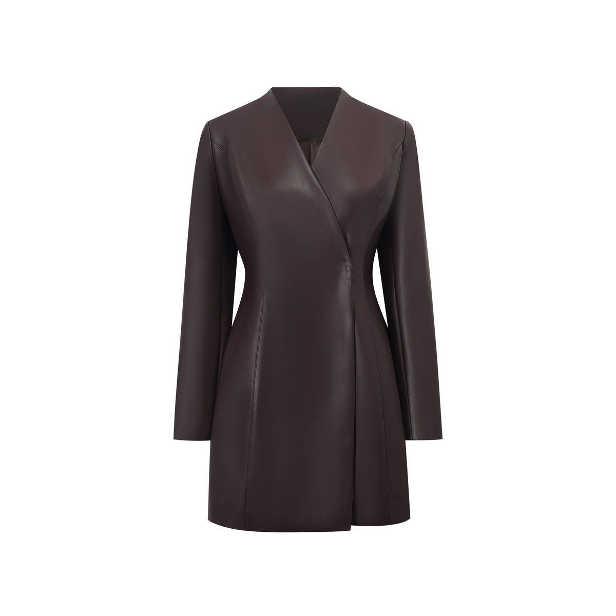 Solange Brown Leather Mini Blazer Dress (Final Sale)