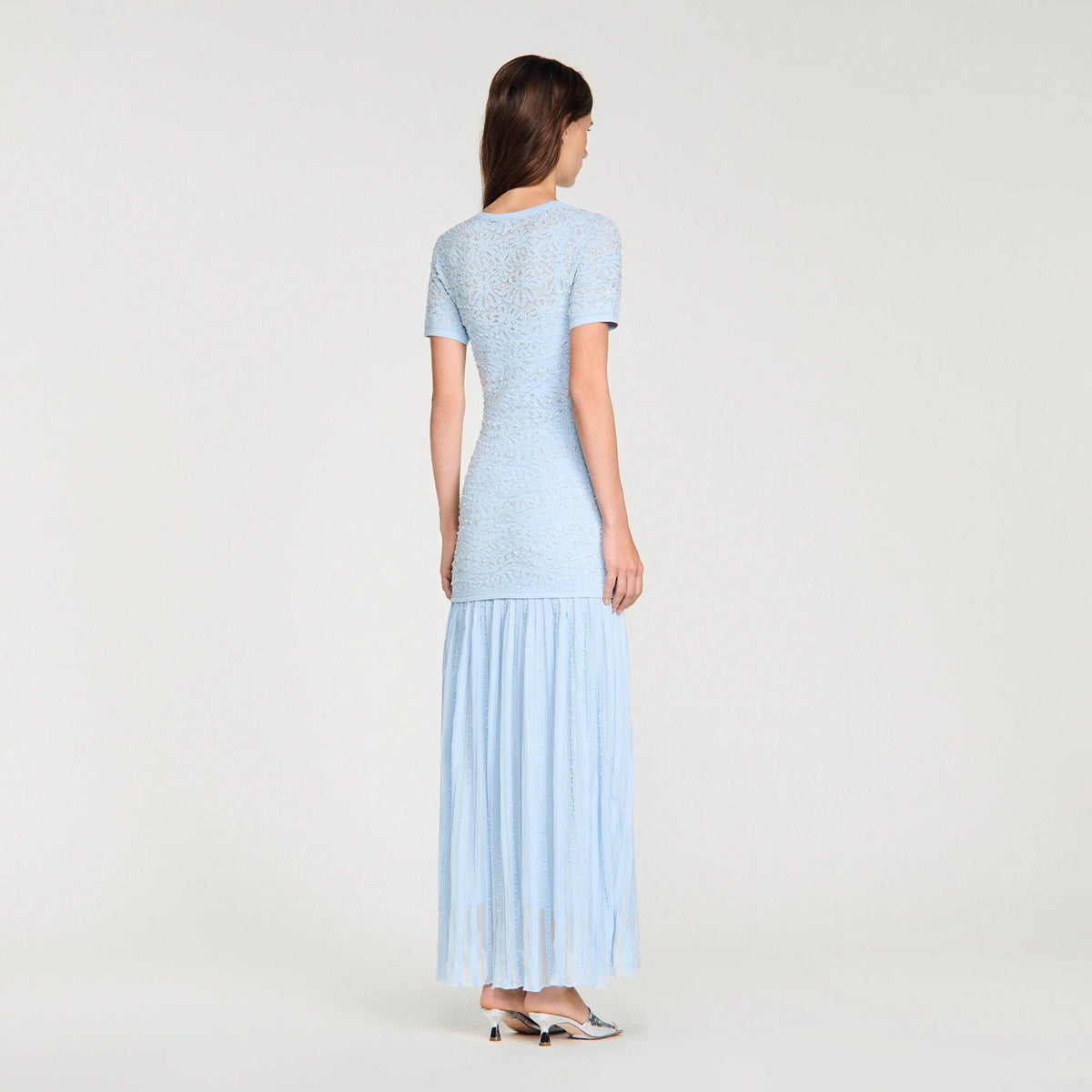 Sandro Levana beaded knit maxi dress
- Light Blue
