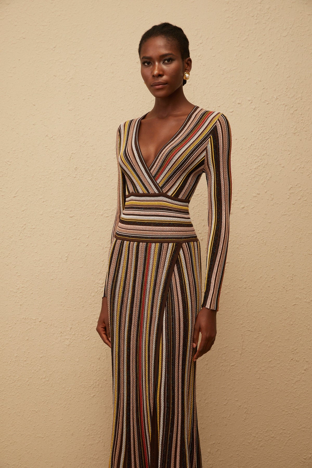 Phoebe Brown Vertical Stripe Knit Midi Dress (Final Sale-US Only)