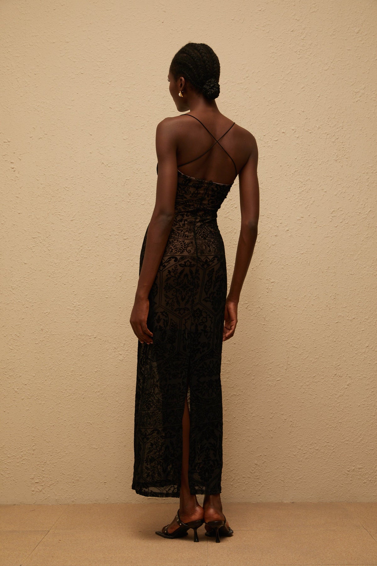 Nikolleta Black Floral Lace Maxi Dress (Final Sale-US Only)