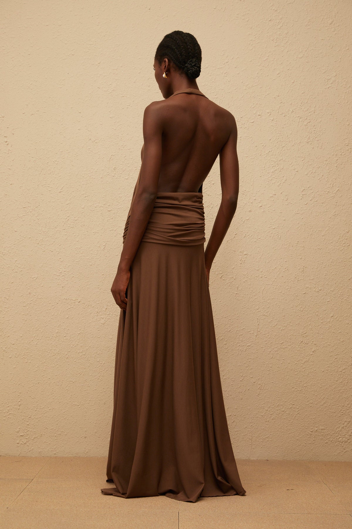 Minna Brown Halterneck Twisted Maxi Dress (Final Sale)