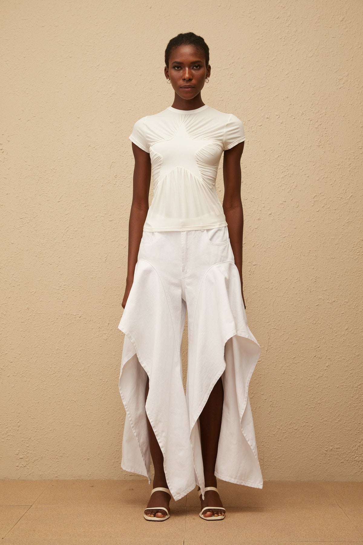 Aino White Asymmetrical Denim Jeans