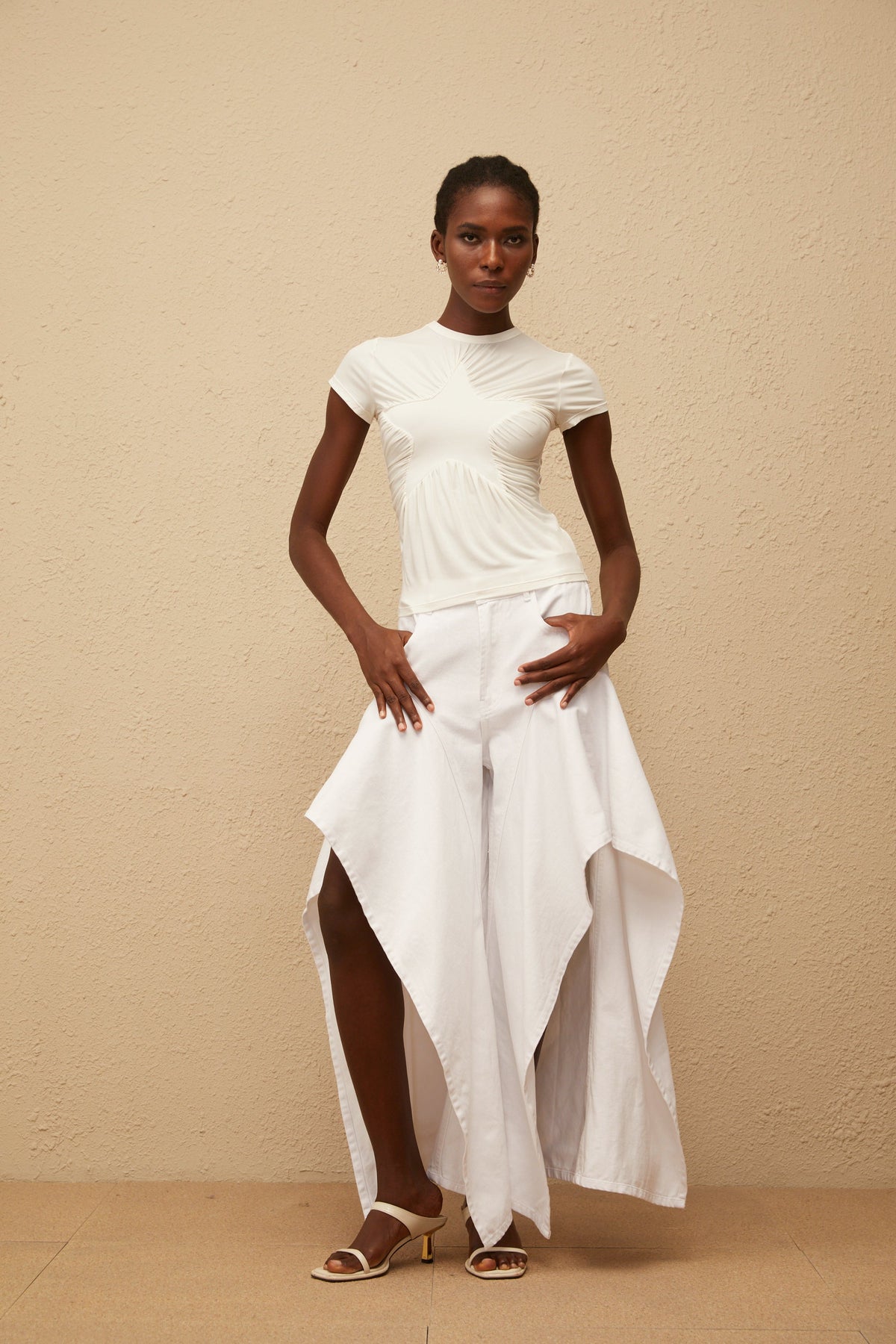 Aino White Asymmetrical Denim Jeans
