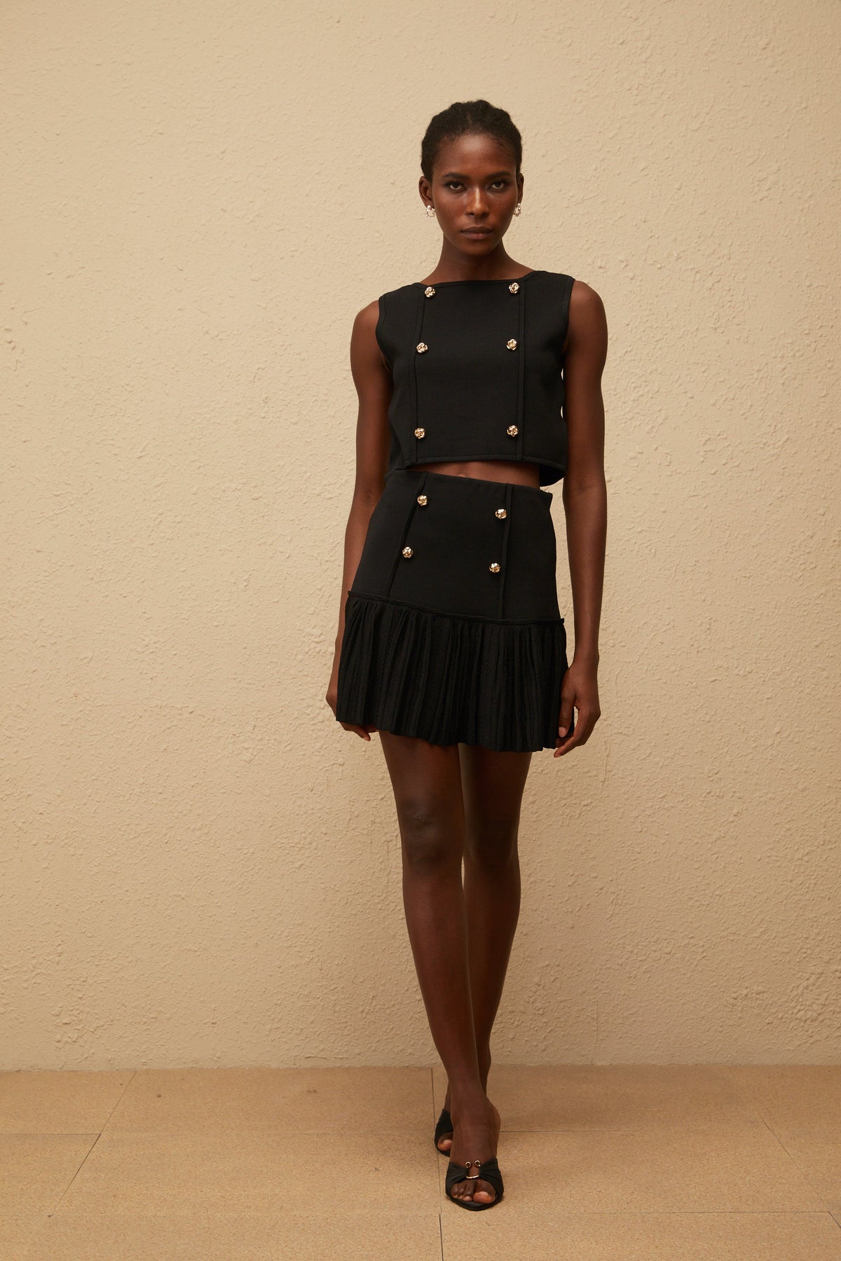 Georgia Black Knit Top & Skirt Set