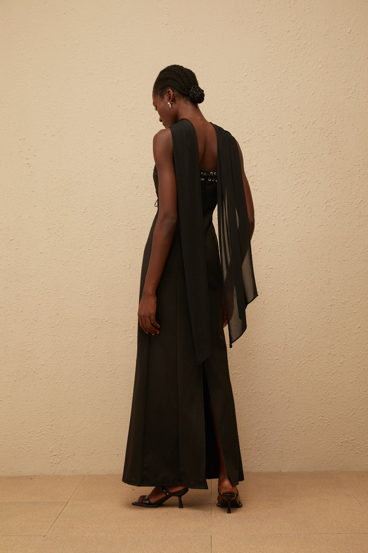 Donatienne Black Eyelet Corset Maxi Dress (Final Sale)