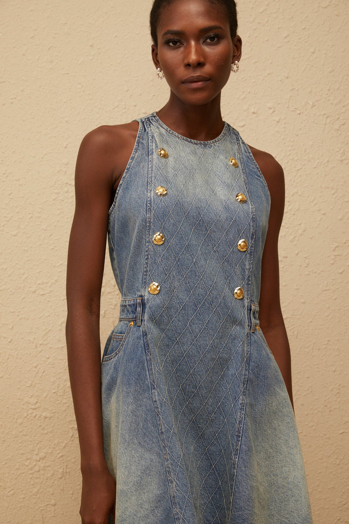 Gunnel Blue Faded Effect Denim Mini Dress (Final Sale-US Only)