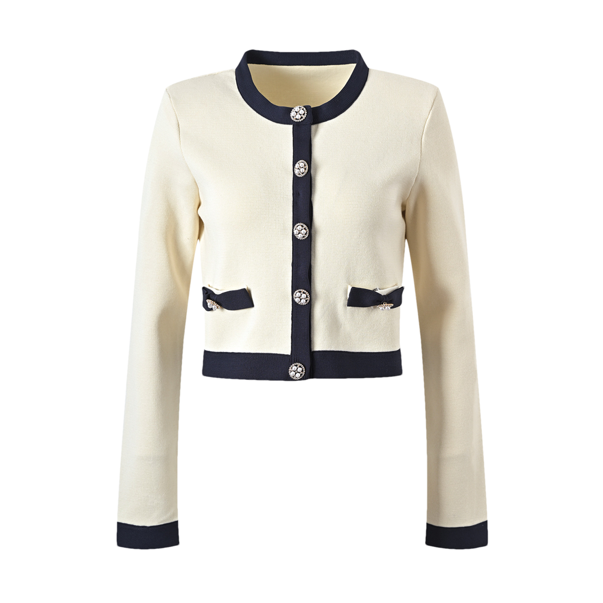 Émeline bow-detail knitted cardigan & skirt matching set