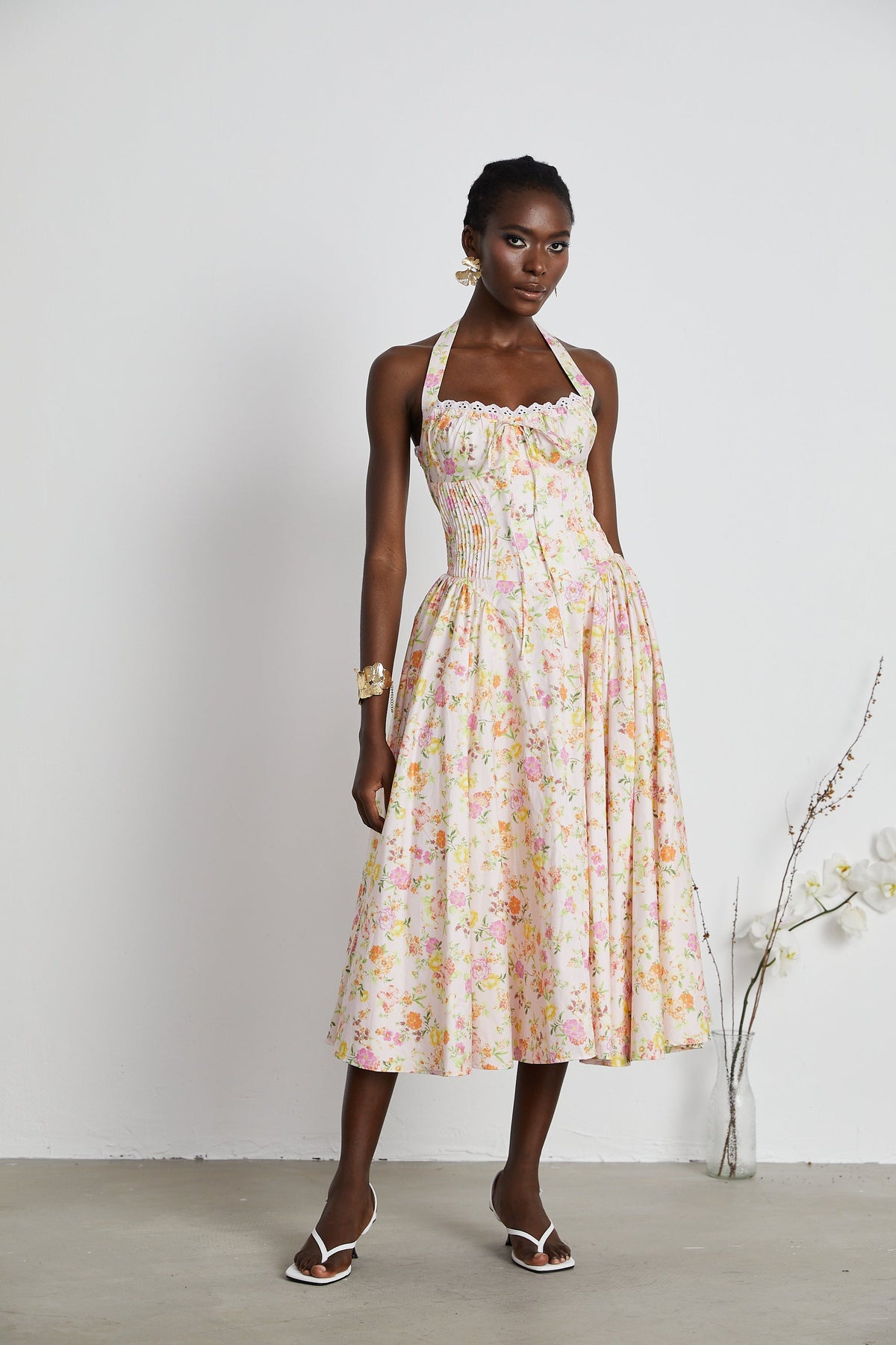 Odette floral-print halterneck midi dress (Final Sale)