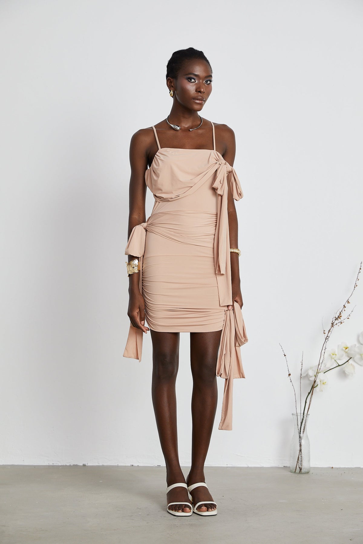 Vivien asymmetrical sash-detailing mini dress