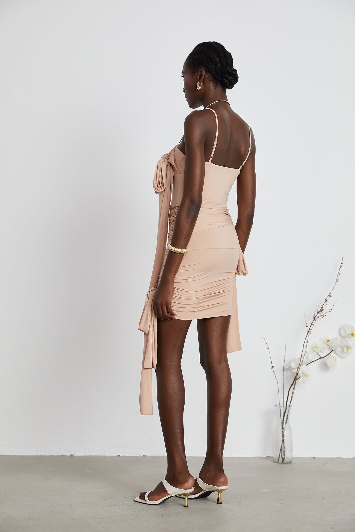 Vivien asymmetrical sash-detailing mini dress