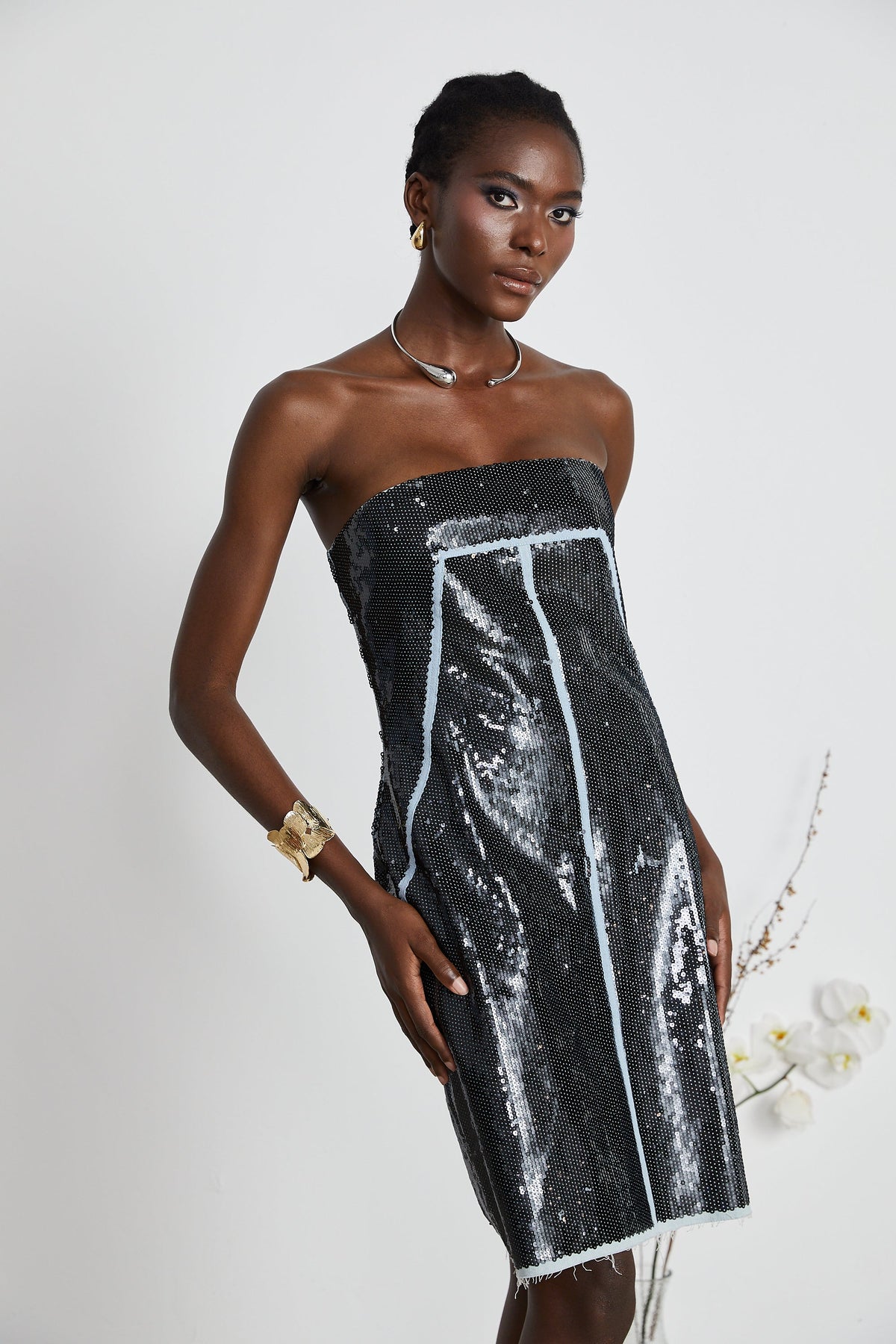 Gisèle sequin-embellished bandeau mini dress