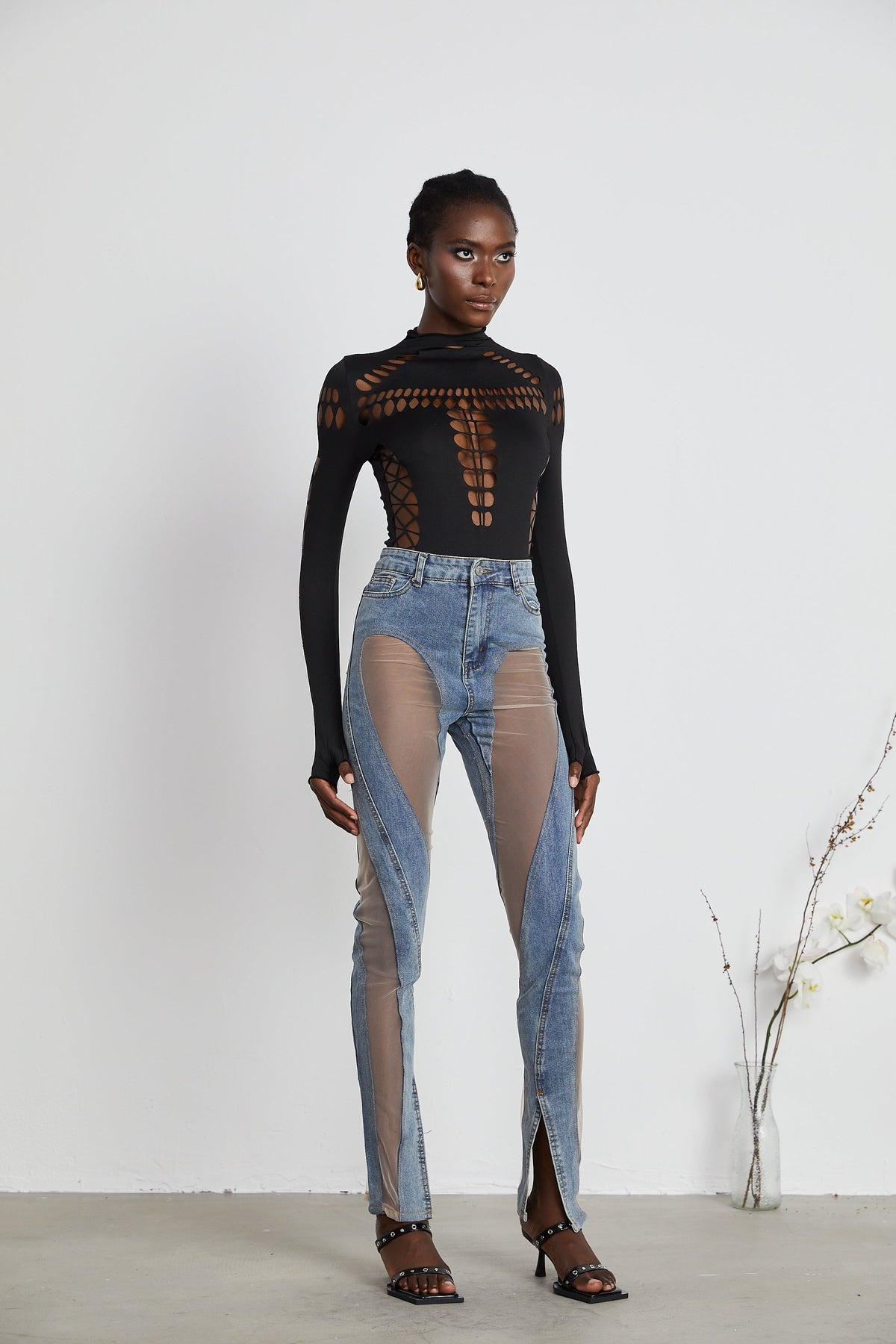 Aélis sheer-panelled jeans (Final Sale-US Only)