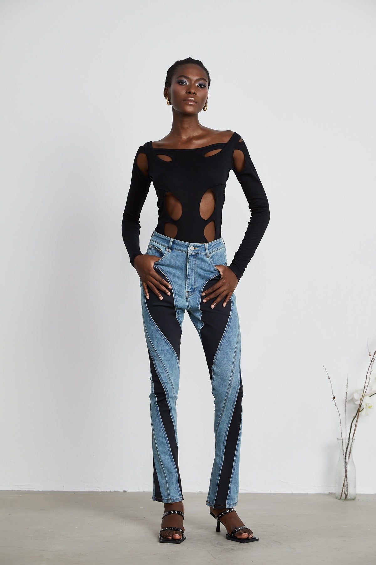 Noémie spiral panelled skinny jeans