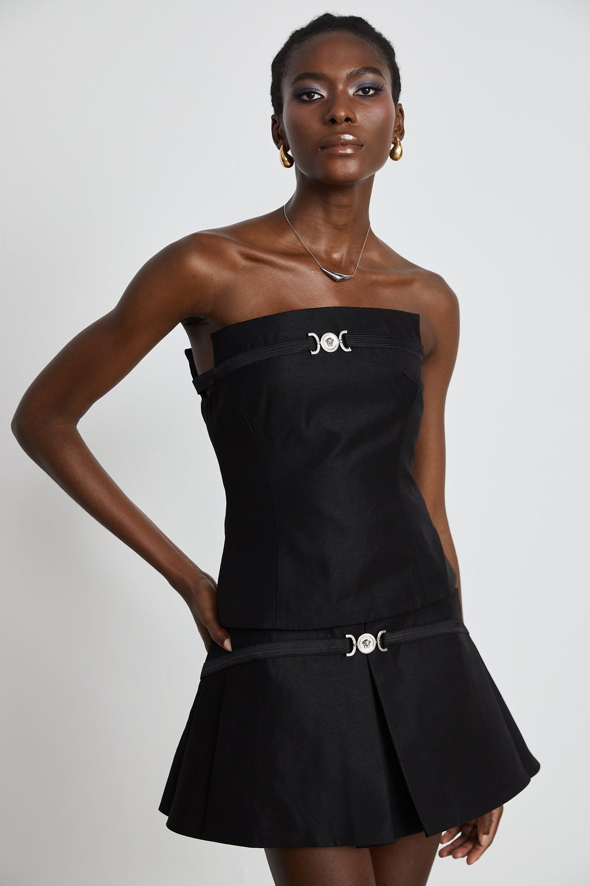 Margaux black top & skirt matching set